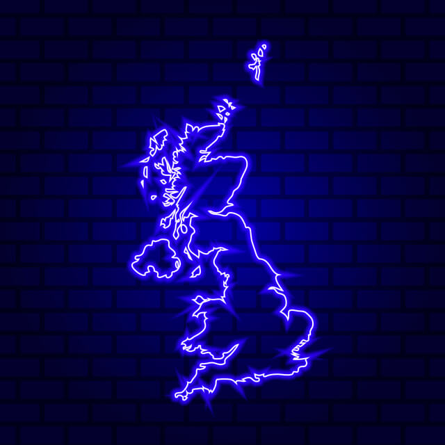 Neon Map Synthwave UK
